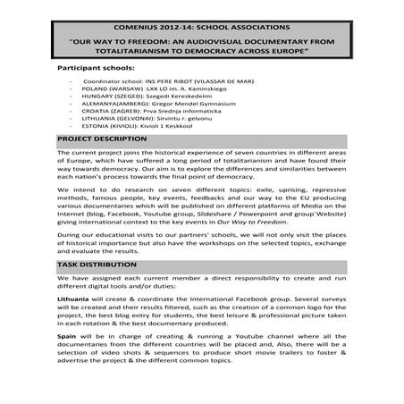 Comenius Coordinators briefing for the common project