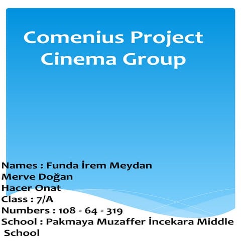 Comenius project sinema grubu funda irem meydan merve doğan