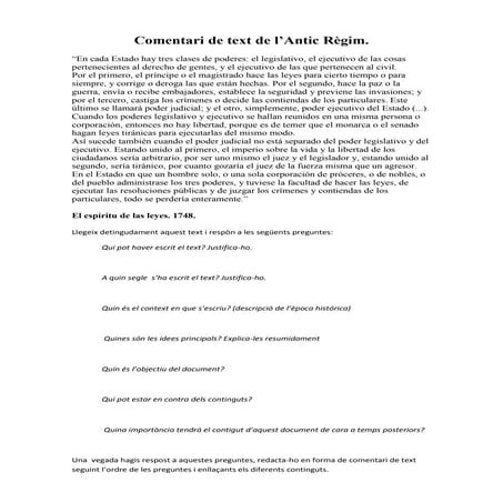 Activitat Comentari de text de Montesquieu