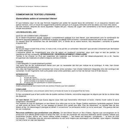 Comentari de textos literaris