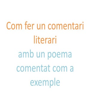 Comentari literari amb exemple