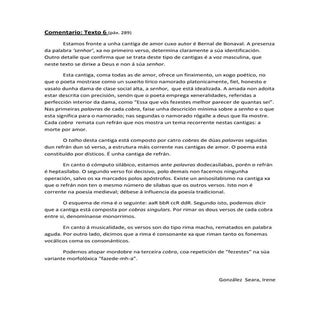 Comentario cantiga amor