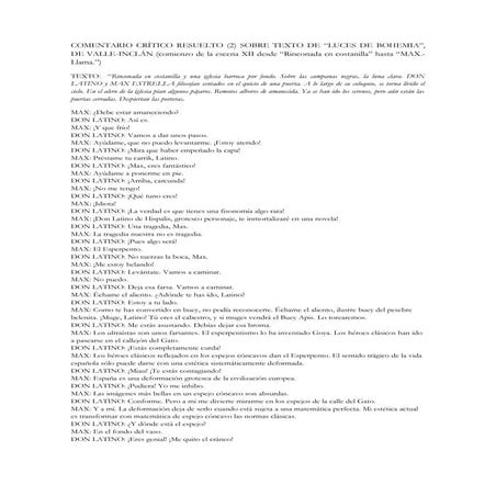 Comentario crítico resuelto luces de bohemia 2-1