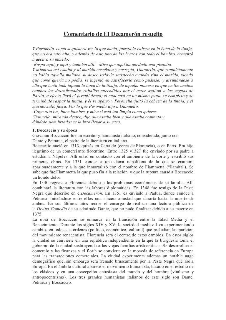 Comentario De El Decameron Resuelto