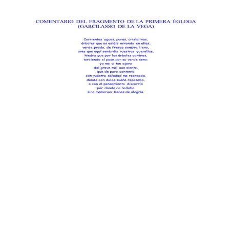 Comentario del fragmento de la primera égloga
