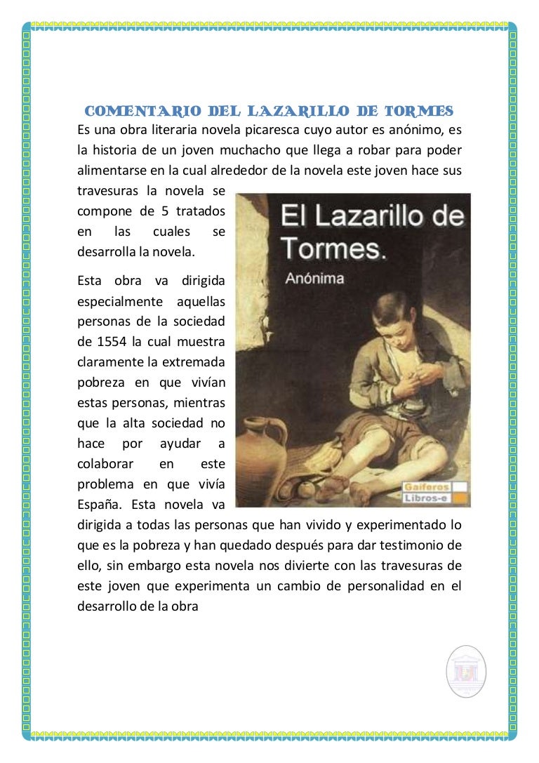 Comentario del Lazarillo de Tormes