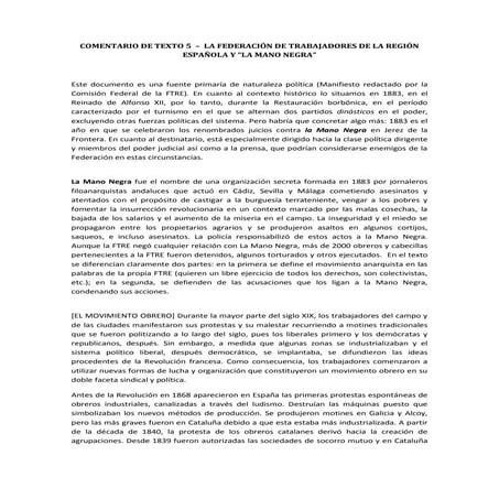 La federación de trabajadores de la región española y la mano negra 