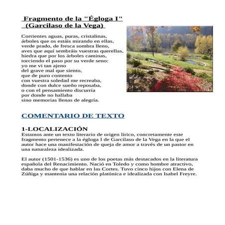 Comentario Égloga I de Garcilaso de la Vega