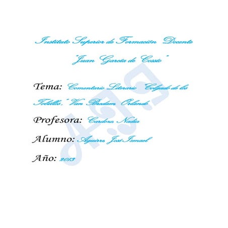 Comentario literario "COLGADO DE LOS TOBILLOS" 