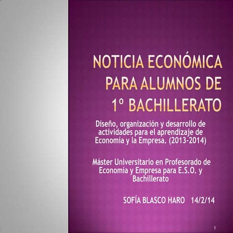 Comentario noticia económica. blasco haro, sofia