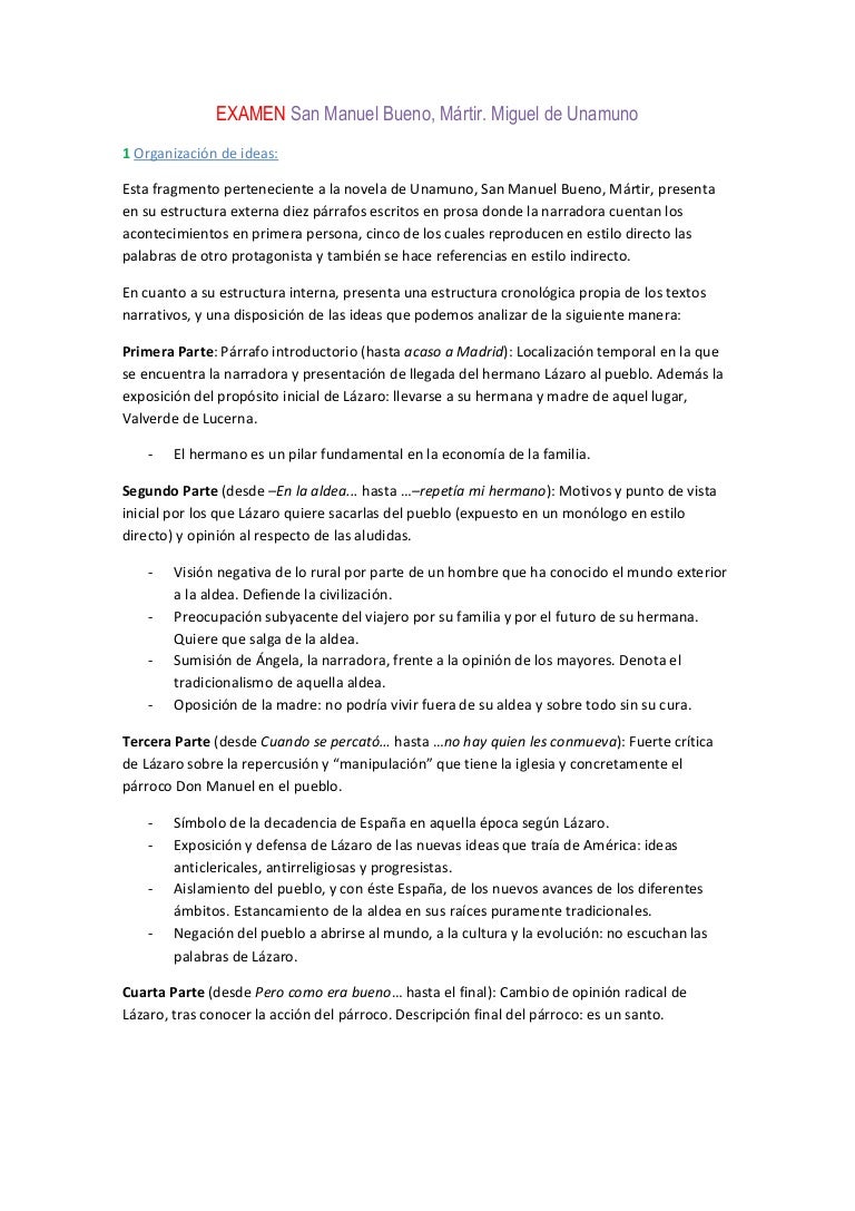 Comentario San Manuel Bueno 2 Asi Fui Llegando A Mis 24