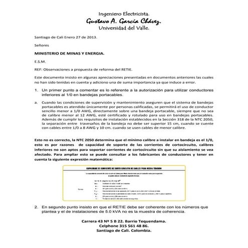 Comentarios sobre modificacion del retie 28 dic 2012