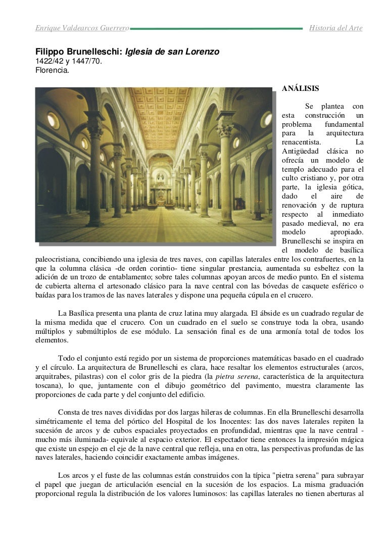 San Lorenzo. Brunelleschi