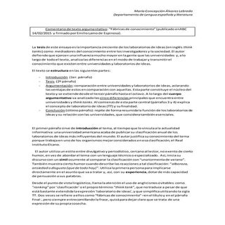 Comentario de texto argumentativo