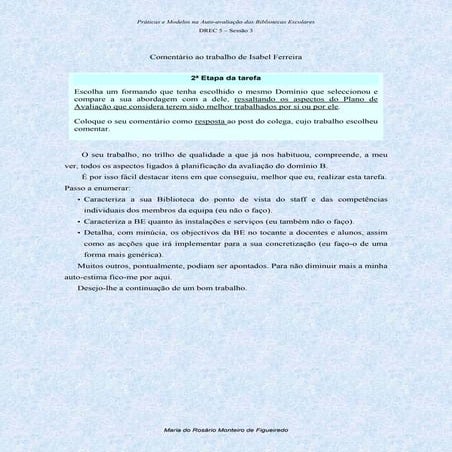 Comentário a Isabel Ferreira