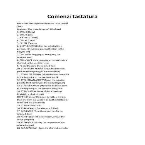 Comenzi tastatura