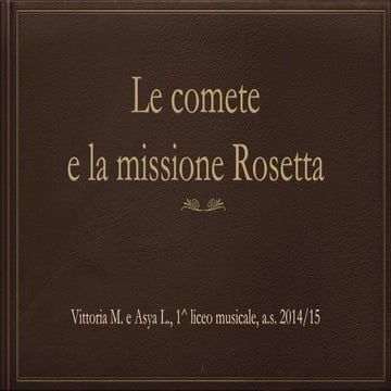 Le comete e la missione Rosetta