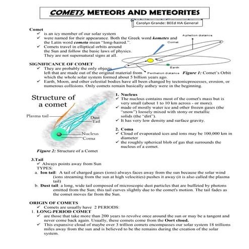 Comets Hand out (i Made)