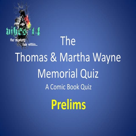 Comic Book Quiz Prelims Sept. 2014 