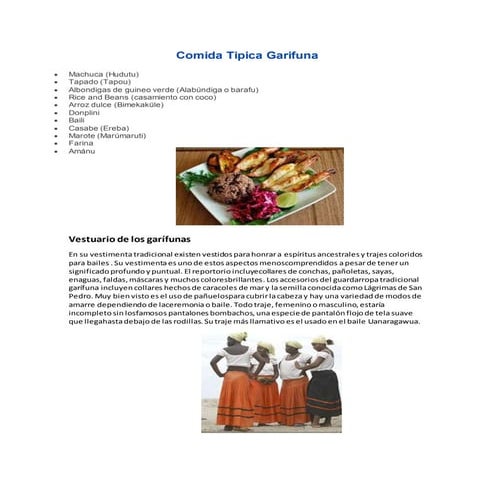Comida tipica garifuna | DOCX