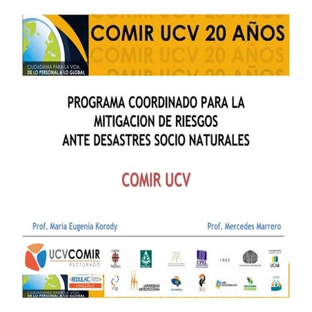 Comir XX aniversario  Programa COMIR-UCV 1995-2015