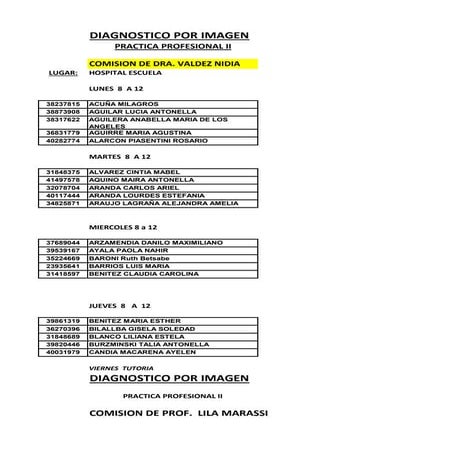 Comisiones  practica profesional ii 2016