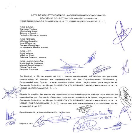 Comision negociadora convenio champion
