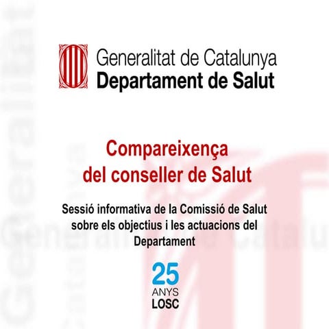 Comissió de Salut. Compareixença del conseller de Salut