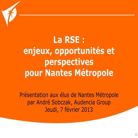 Présentation du Pôle Ressources RSE aux élus de Nantes Métropole | PPT