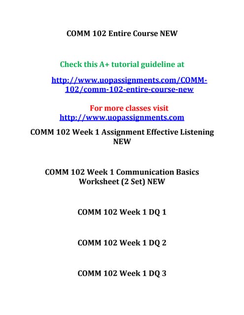 Comm 102 week 5 dq 1 | DOCX