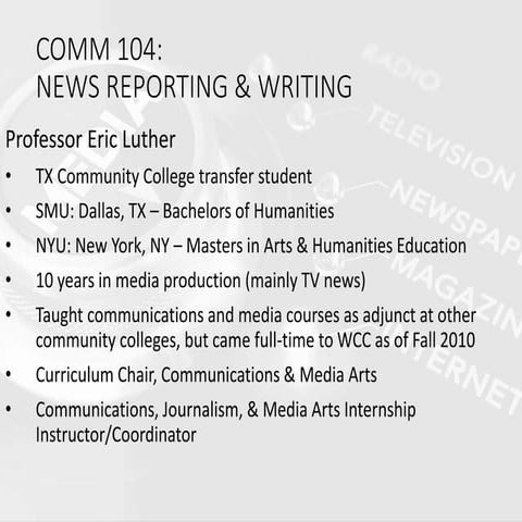 Introduction to Multimedia Journalism Class Directives | PPT