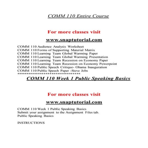COMM 110 Education Redefined / snaptutorial.com