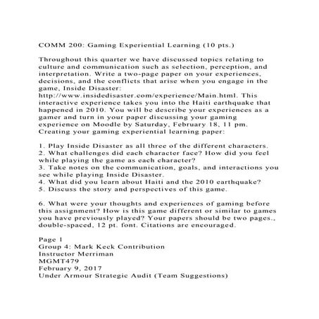 COMM 200 Gaming Experiential Learning (10 pts.)Throughout thi.docx