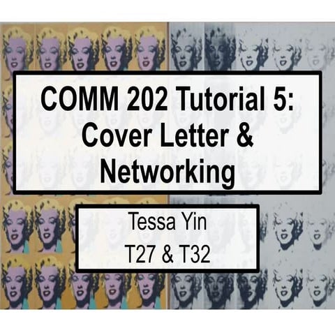Tutorial 5 - Cover Letter & Networking (Tessa Yin) 