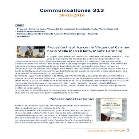 OCD COMMUNICATIONES 313 - CURIA GENERAL