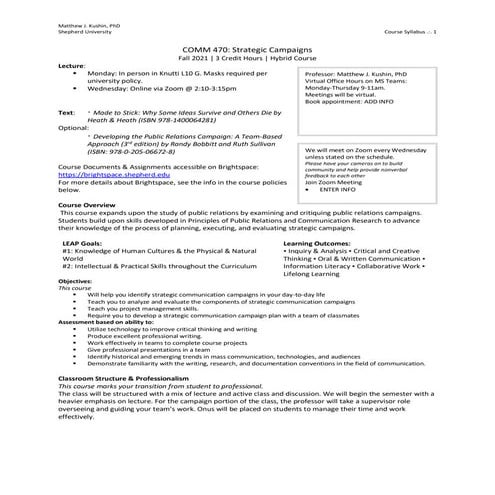 Comm 470  strategic campaigns syllabus