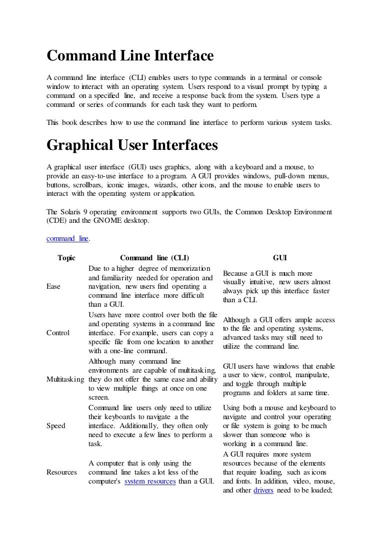Command line interface
