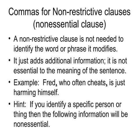 Commas for nonrestrictive and grammar practice 9 17- 3
