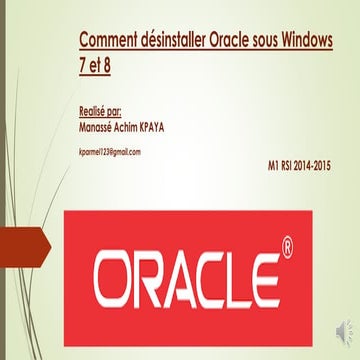 Comment désinstaller oracle sous windows 7 et 8