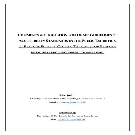 Guidelines on Film Accessibility in India: Comments and Suggestions