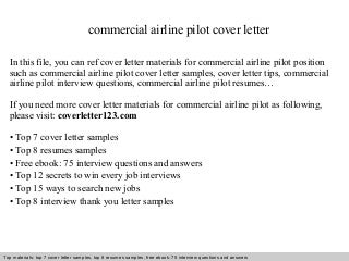 airline pilot cover letters