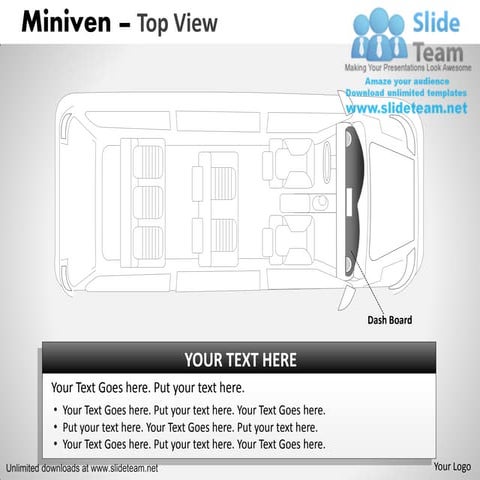 Commercial blue minivan top view power point slides and ppt diagram templates 