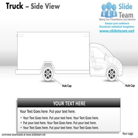 Commercial blue truck side view power point slides and ppt diagram templates 