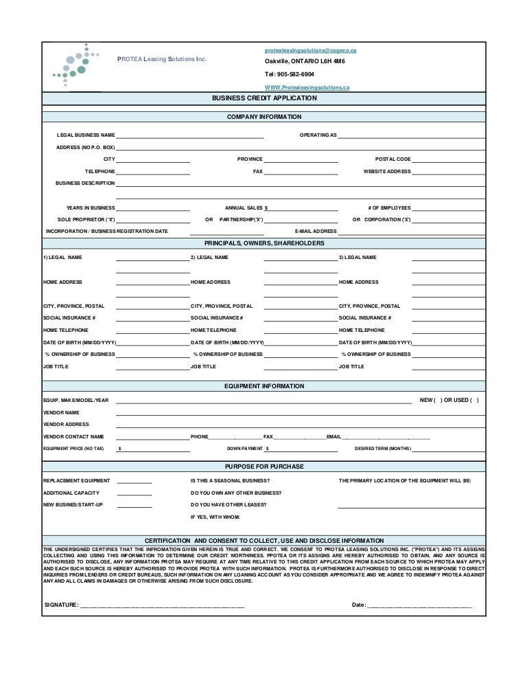 Commercial credit application