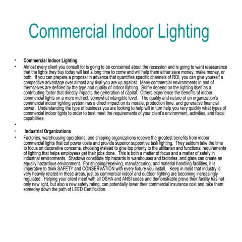 Energy-Efficient LED Lighting Solutions for Commercial Buildings | PPTX