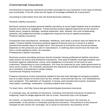 Commercial Insurance | PDF