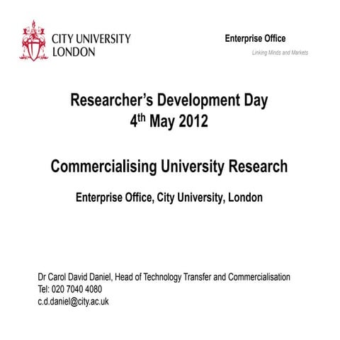 Commercialising university research