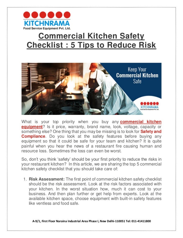 Commercial Kitchen Safety Checklist 5 Tips to Reduce Risk