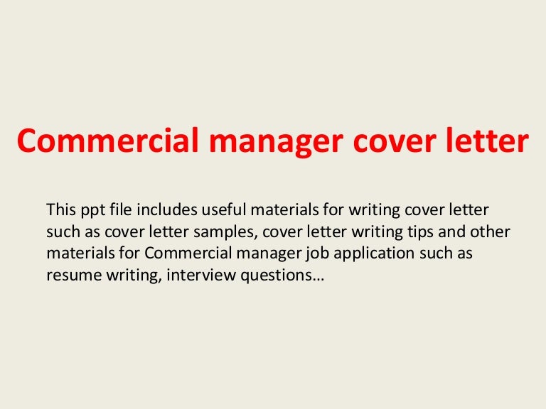 commercial manager cover letter