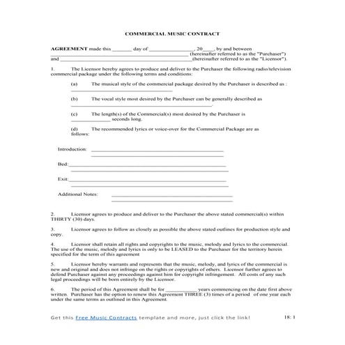 Picture of Commercial music contract | PDF